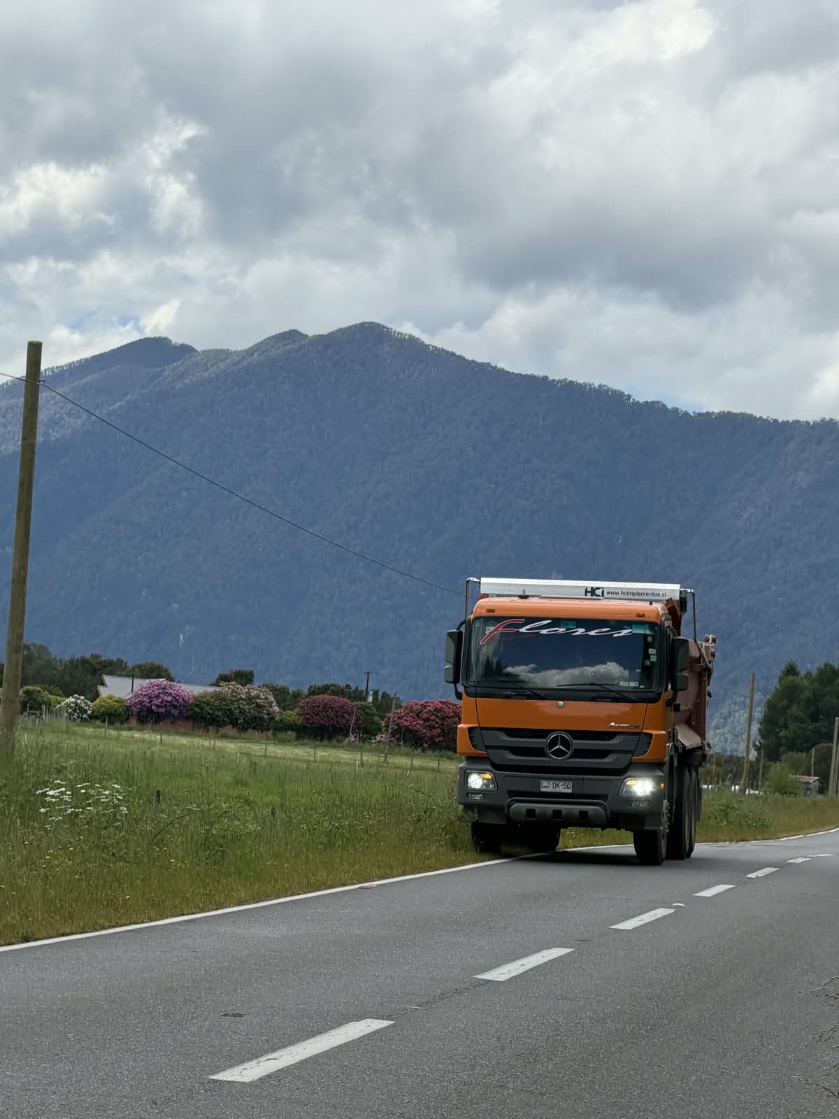 Camión tolva de Transportes Flores en ruta
